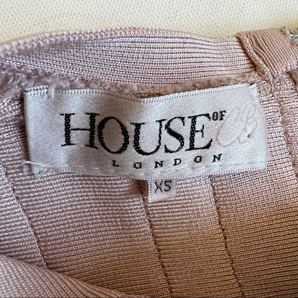 House of CB Massima Bandage Dress Pink and Gold - Picture 9 of 14